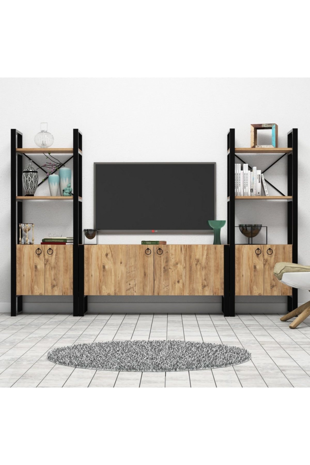 Puzzle Design Milano Dolaplı Kitaptlıklı Tv Ünitesi