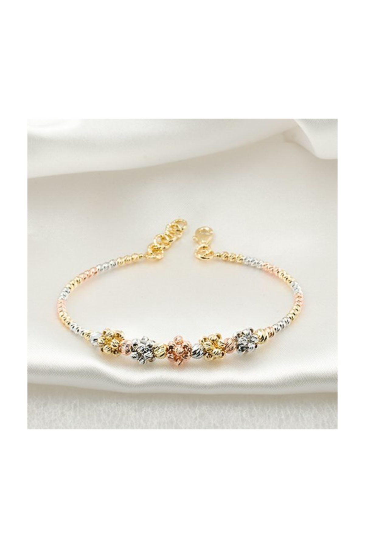 Bilezikci Top Top 3 Renkli 14 Ayar Taşsız Bilezik