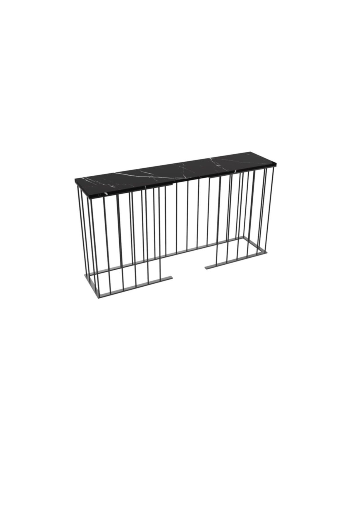 MAKSA Capri 150cm Alexandrette Black Metal Üzeri Mat Siyah Statik Boyalı Konsol