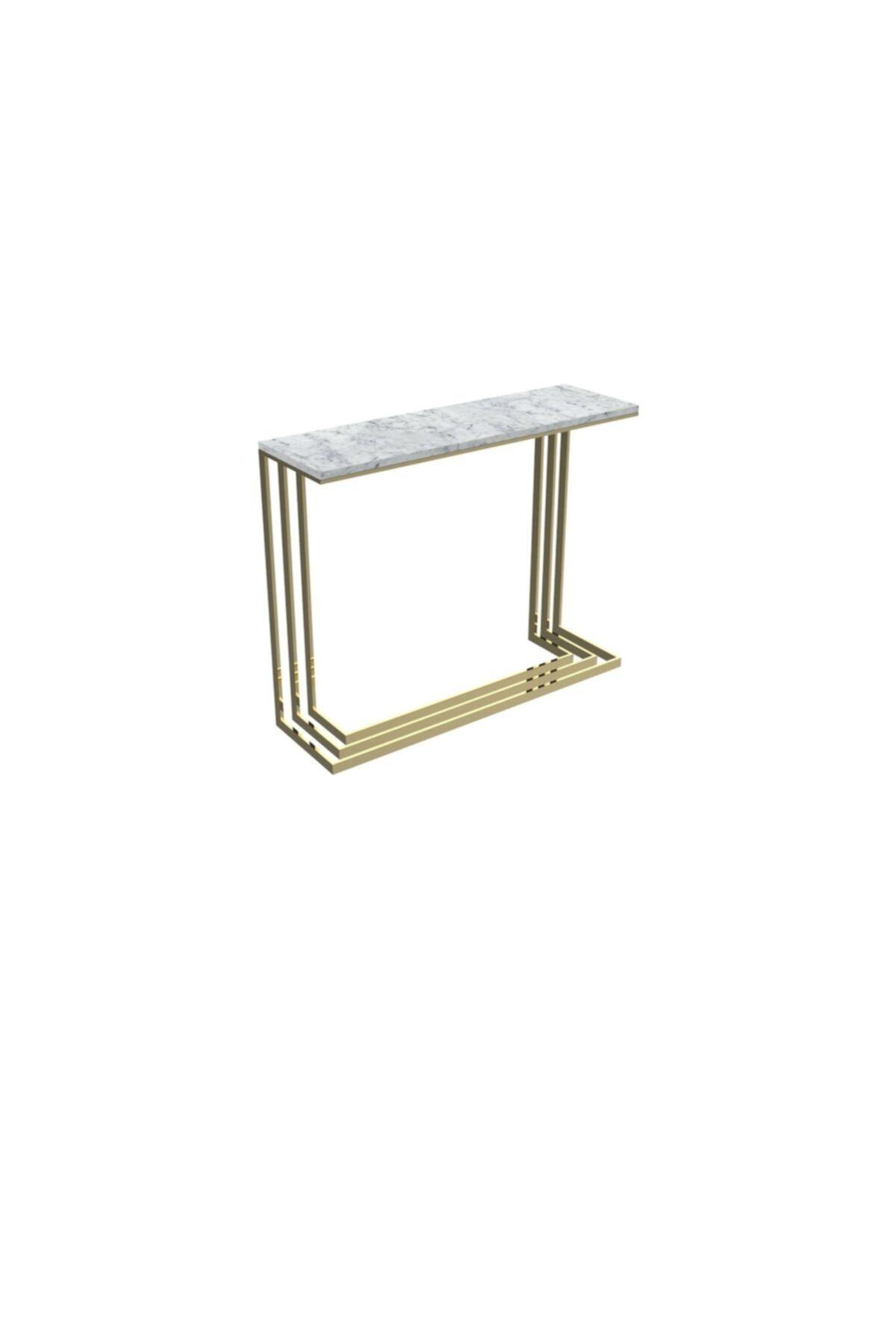MAKSA Marta 100cm Carrara White Parlak Pirinç Konsol