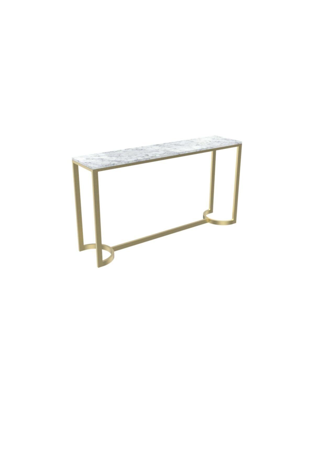 MAKSA Caelia 150cm Carrara White Satine Pirinç Konsol
