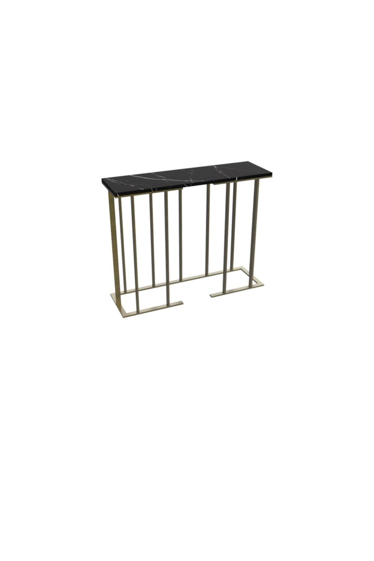 MAKSA Cammie 100cm Alexandrette Black Antik Eskitme Pirinç Konsol