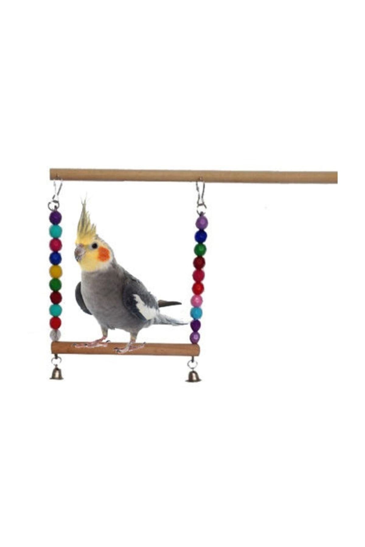 SevdePet Boncuklu 30 Cm Vidalı Tünekli Salıncak