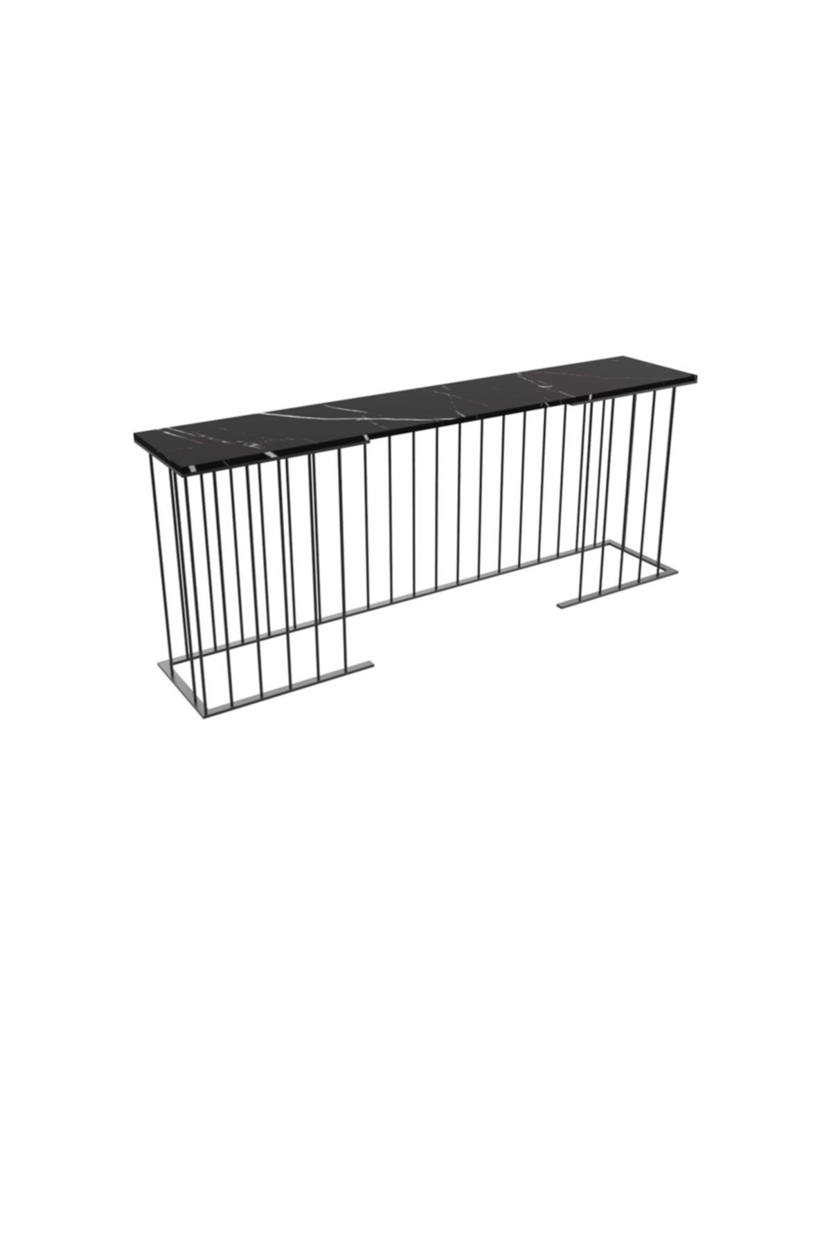 MAKSA Capri 200cm Alexandrette Black Metal Üzeri Mat Siyah Statik Boyalı Konsol