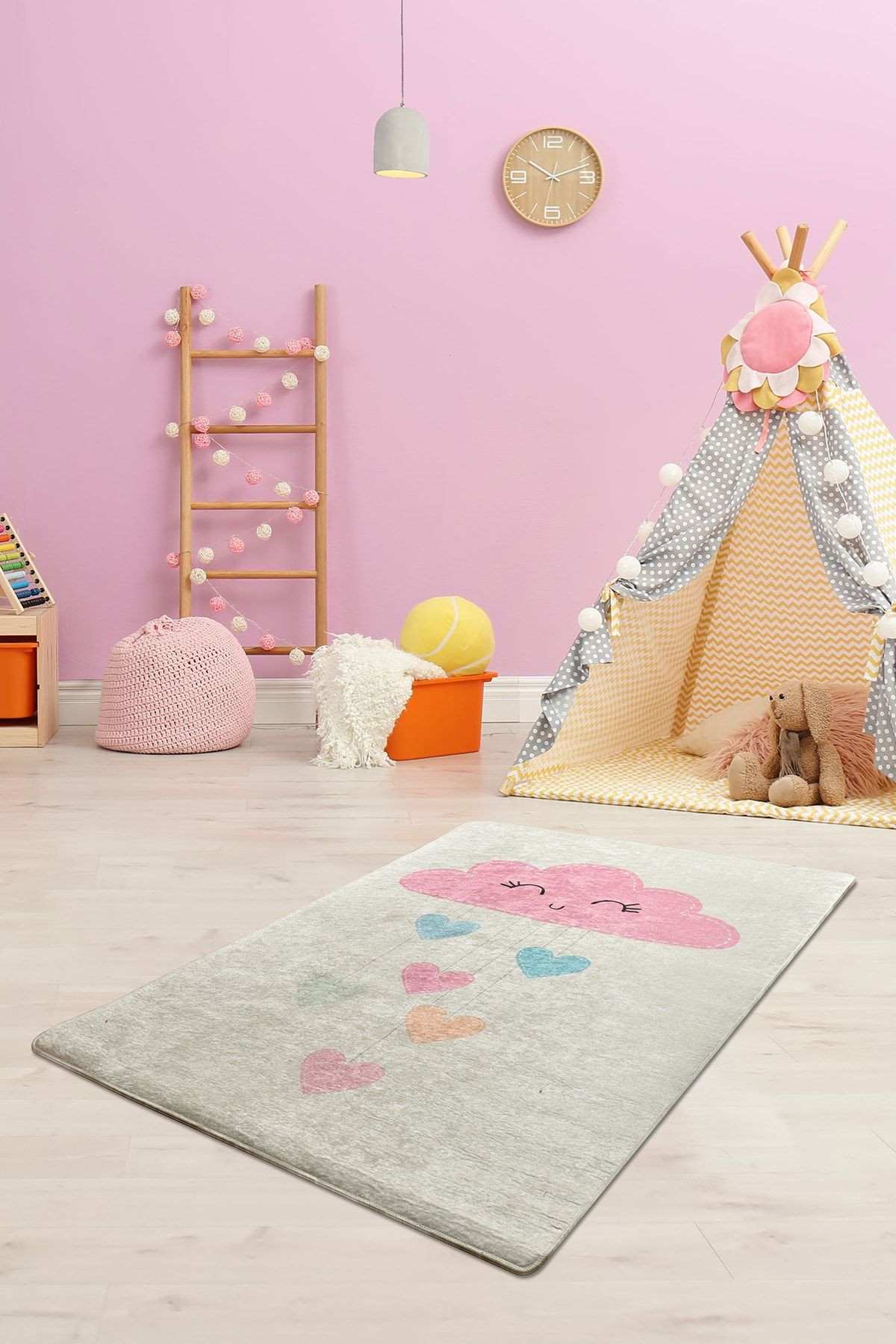Chilai Home Baby Cloud Ekru Çocuk Ve Bebek Halısı Yıkanabilir ,kaymaz Taban Leke Tutmaz