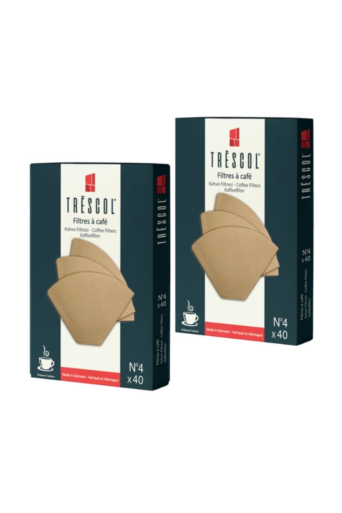 TRESCOL Kahve Filtresi 4 Numara Naturel Kağıt 2x40 80'li Paket