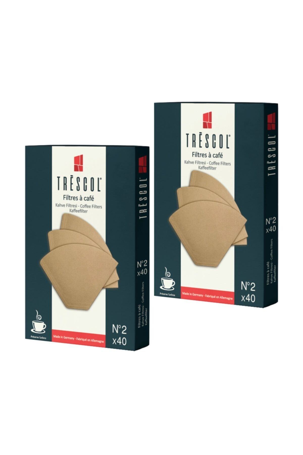 TRESCOL Kahve Filtresi 2 Numara Naturel Kağıt 2x40 80'li Paket