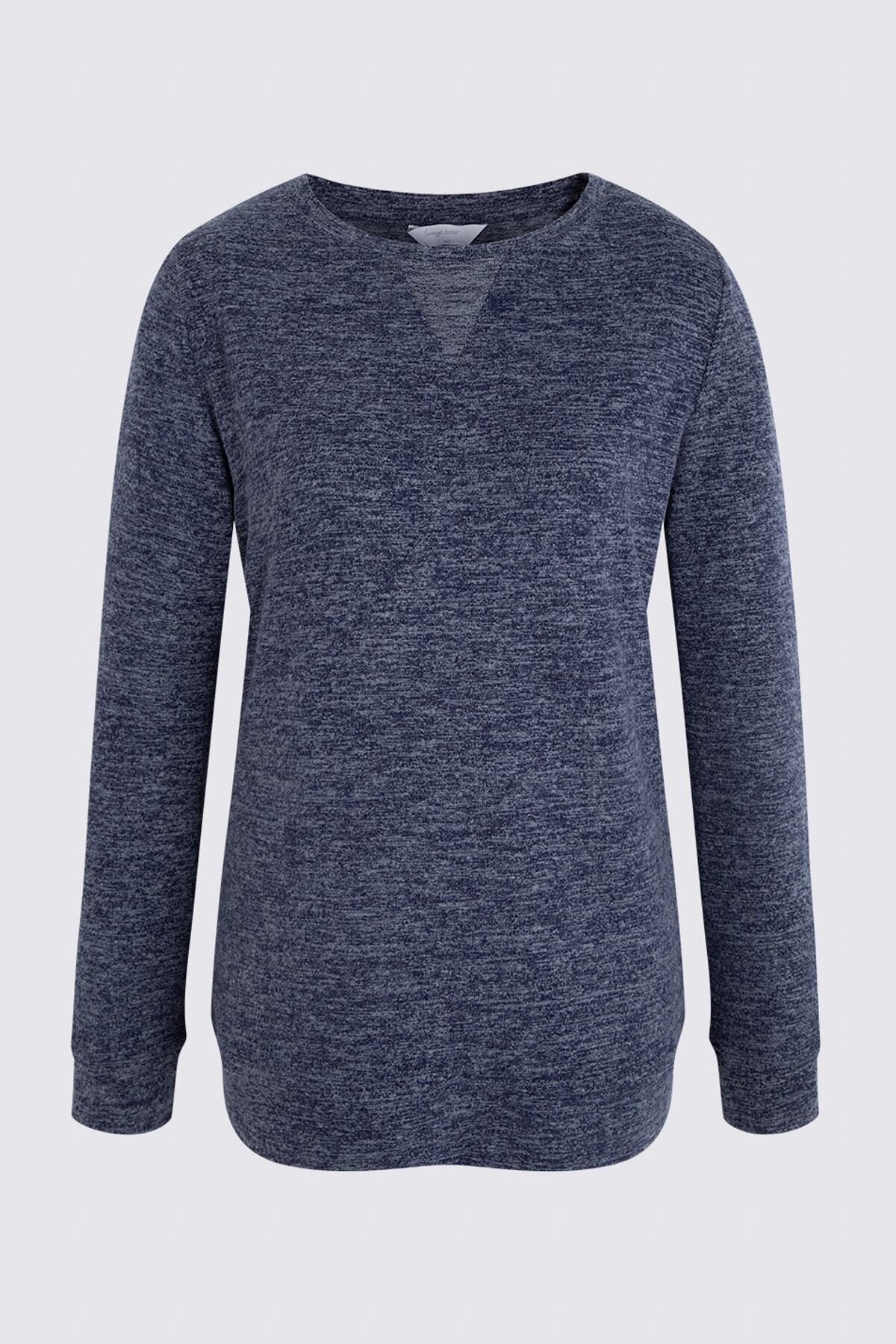 Marks & Spencer Kadın Lacivert Cosy Pijama Üstü T37003175H