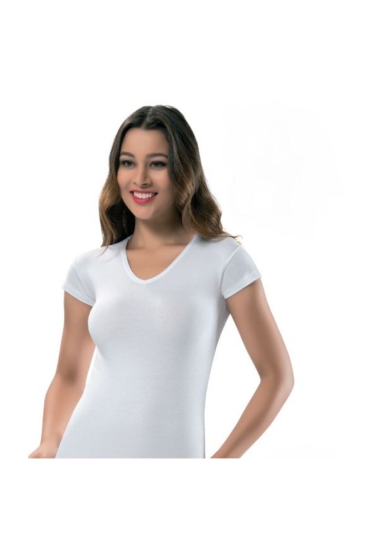 Erdem 2331 Bayan Pamuk Elastan V Yaka Yarım Kol Body