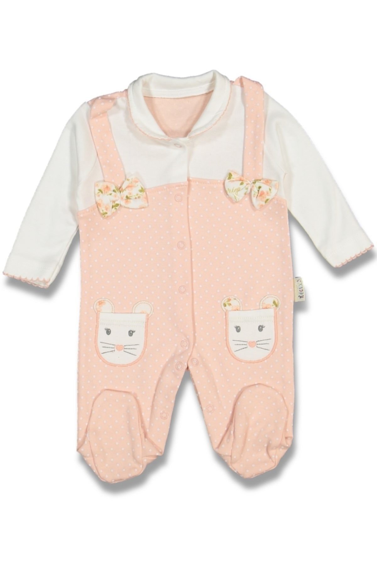 Necix's Cep Nakışlı Kız Bebek Tulum 3-6-9 Ay