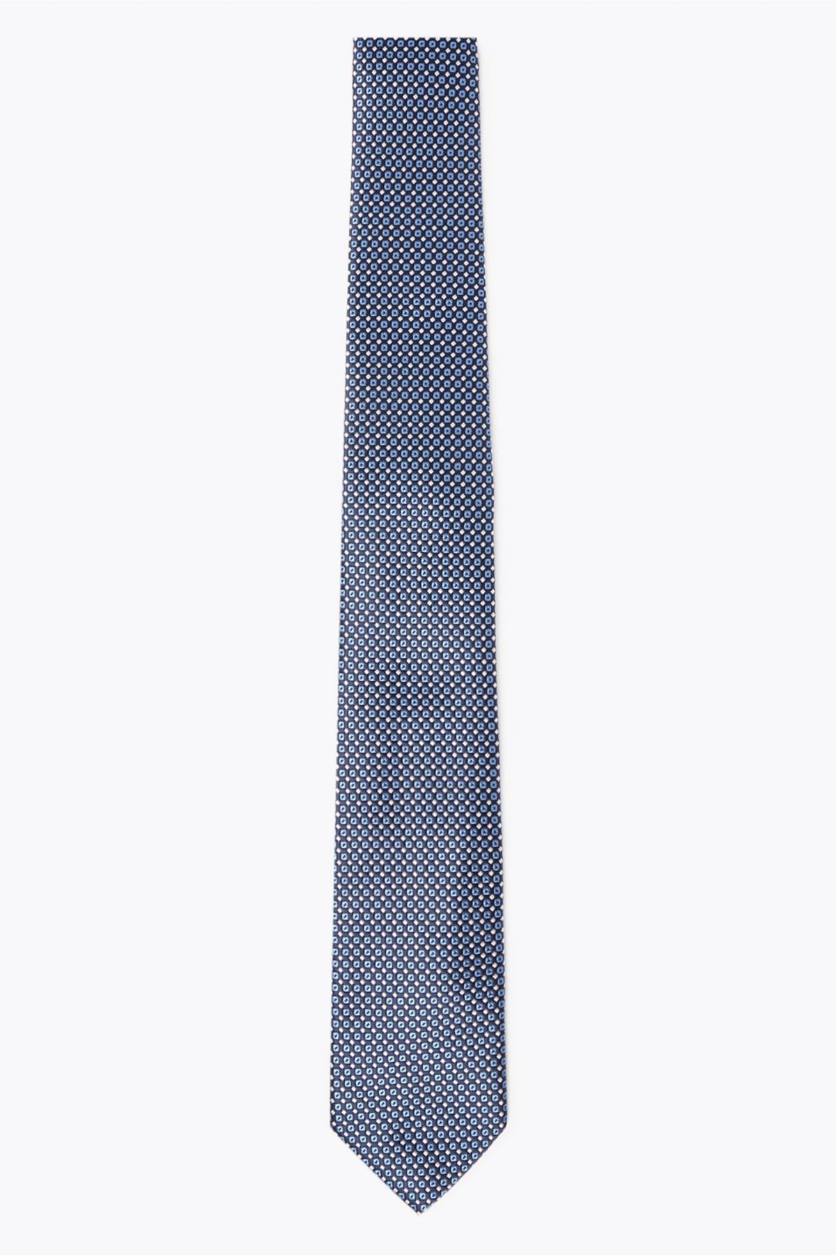 Marks & Spencer Erkek Mavi Mikro Geometrik Desenli Skinny Kravat T12001702M
