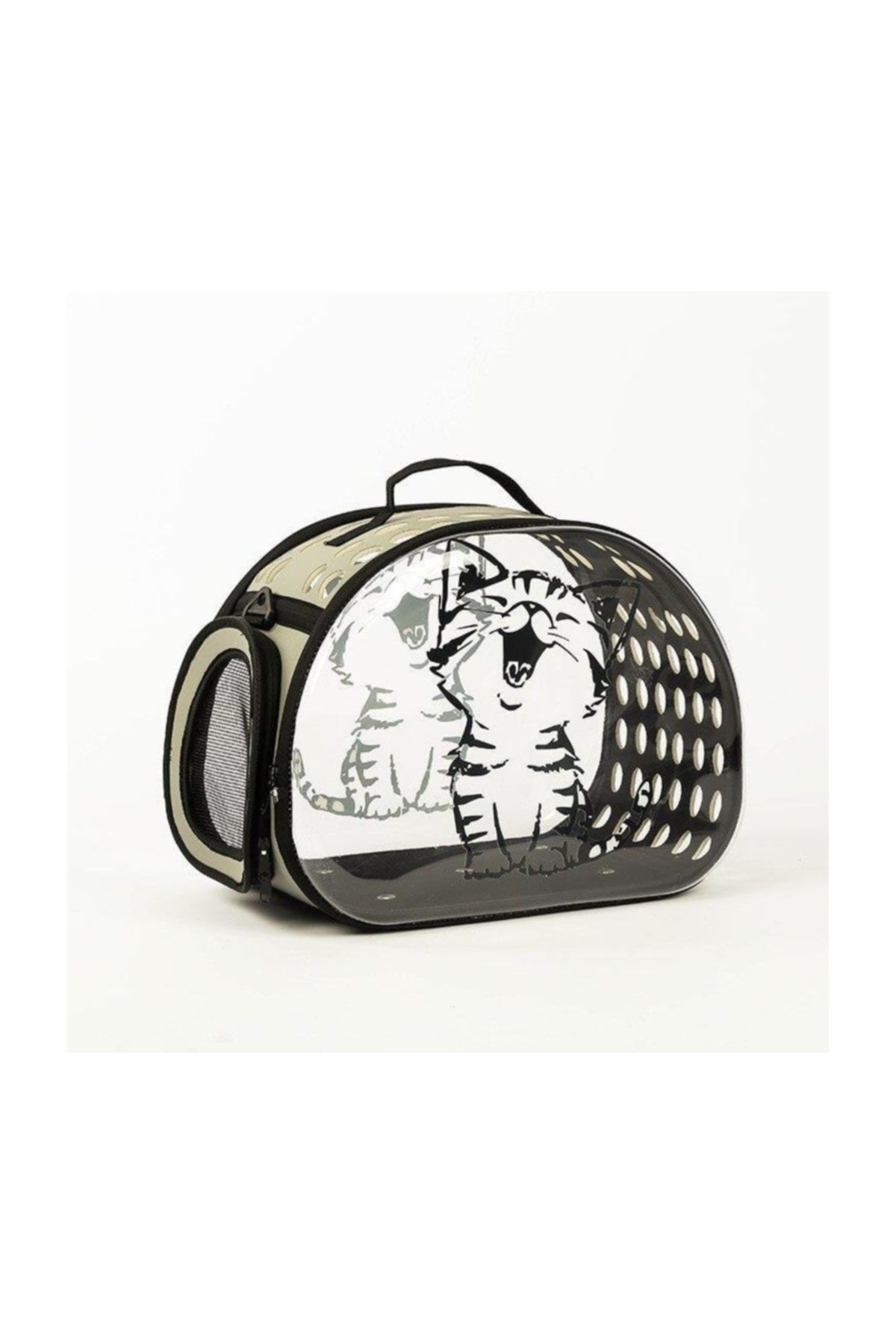 Glipet Şeffaf Desenli Kedi Köpek Taşıma Çantası  42 X 26 X 35 Cm Çizgi Kedi