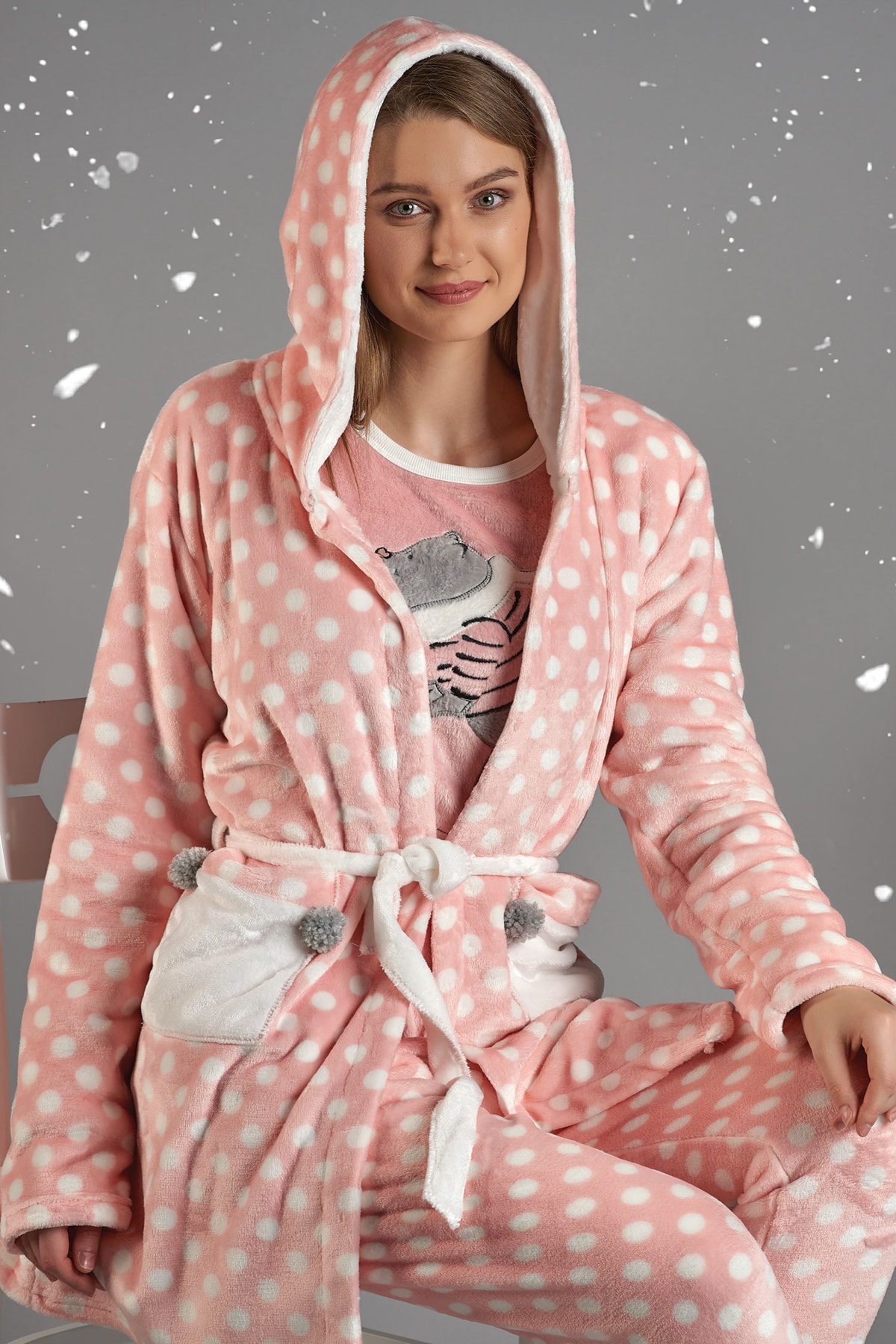 Sevim Kadın Somon Puanlı Tek Sabahlık