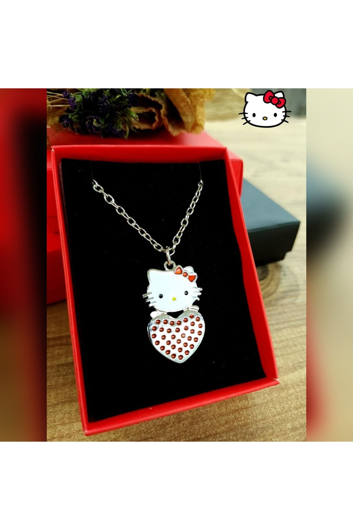 K stebek Hello Kitty Red Polka Dot Heart Necklace Trendyol