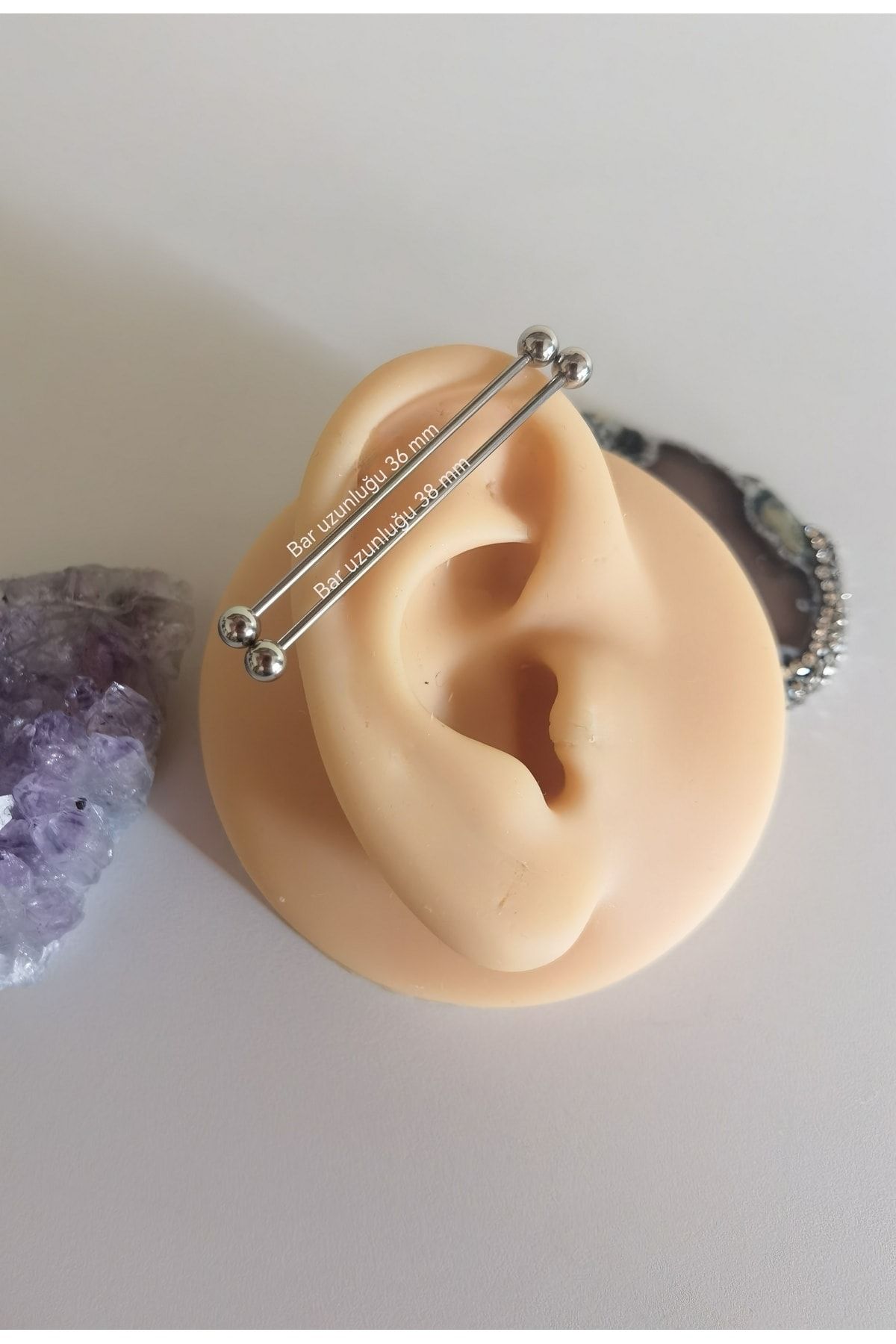 Thin industrial bar piercing on sale