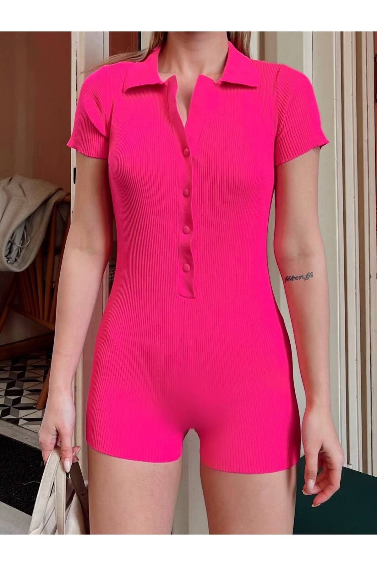 Pink top polo jumpsuit