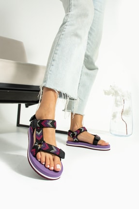 Tina Mor Bordo Rahat Ayarlanabilir Cırtlı Kadın Eva Sandalet Image 1