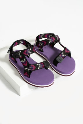 Tina Mor Bordo Rahat Ayarlanabilir Cırtlı Kadın Eva Sandalet Image 2