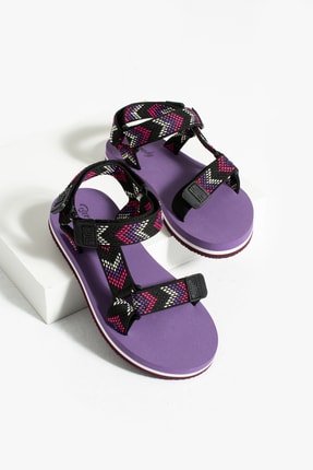 Tina Mor Bordo Rahat Ayarlanabilir Cırtlı Kadın Eva Sandalet Image 3