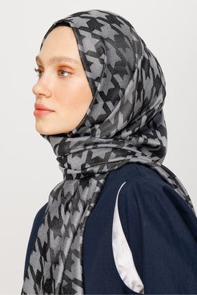 شال جاکارد براق با طرح پنجه غاز