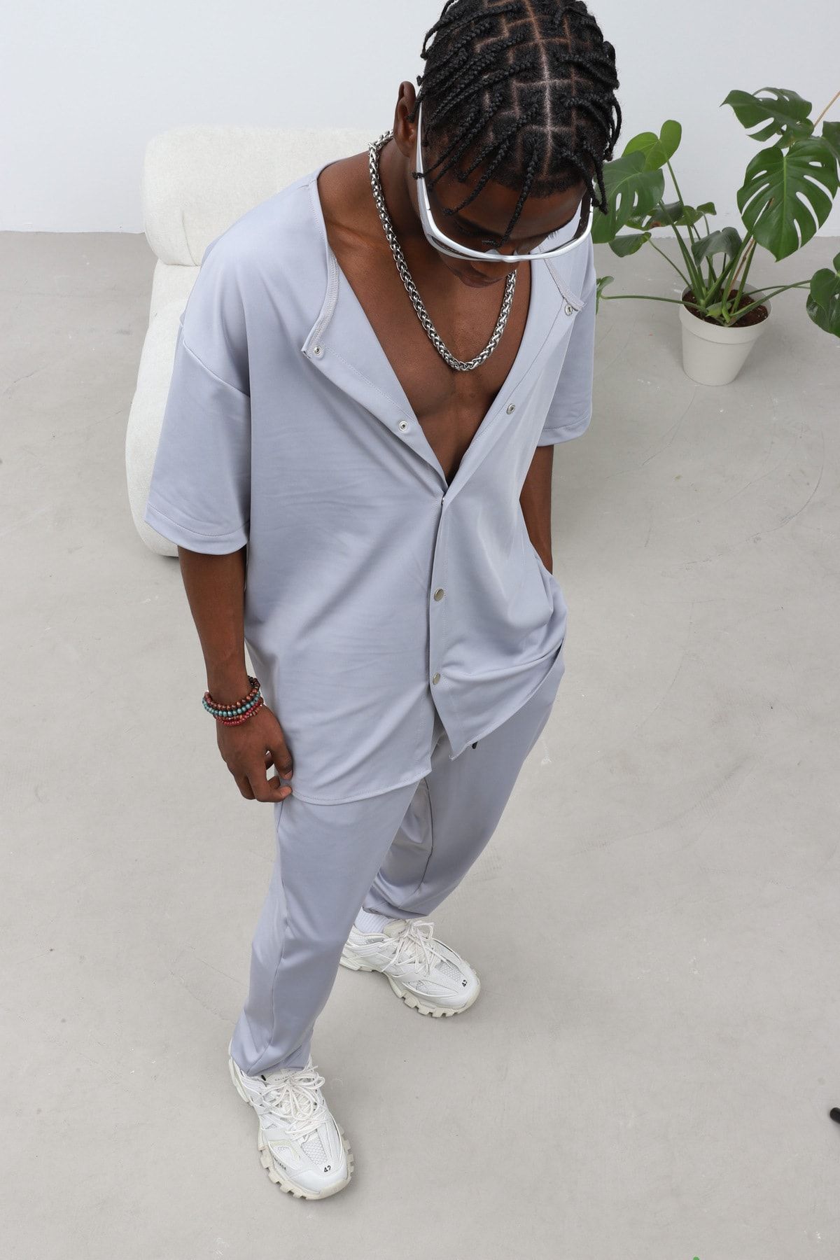 Sweatpants with button up shirt new arrivals
