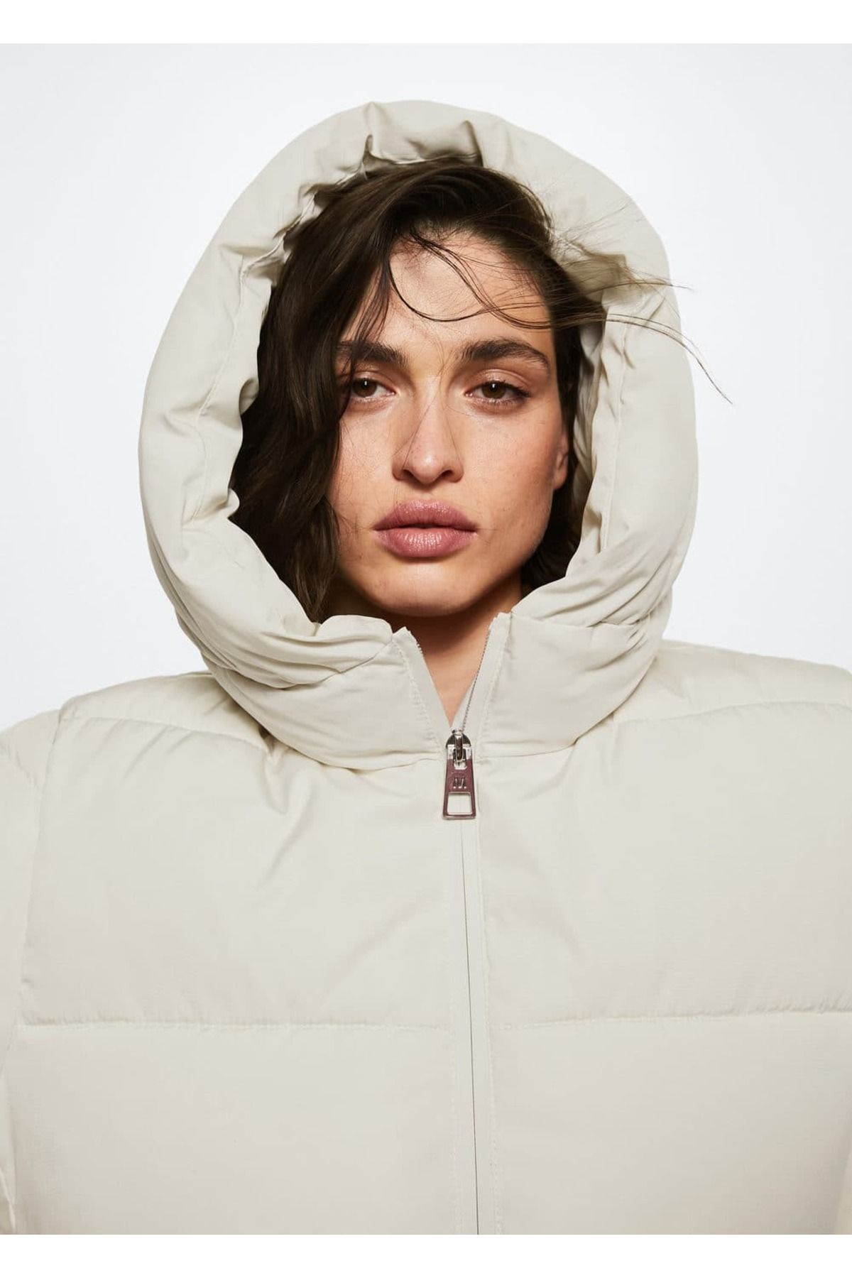 Mango cream puffer coat