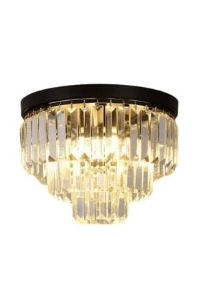 Efsane 40 Lık Kristal Taşlı Siyah Modern Salon Avize Image 0
