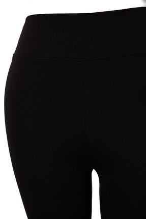 Siyah Toparlayıcı Beli Lastikli Yüksek Bel Esnek Örme Büyük Beden Tayt TBBSS22TA0022 Image 7