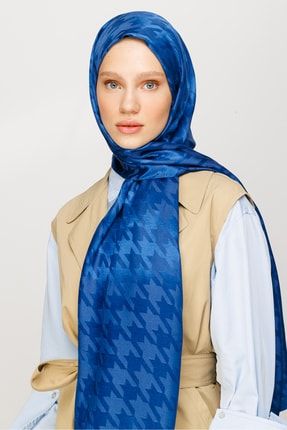 شال جاکارد براق با طرح پنجه غاز