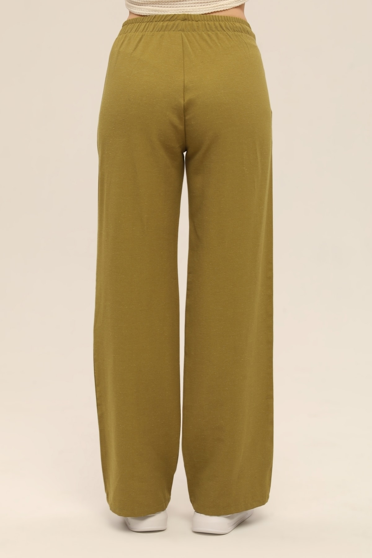 شلوار کتانی سبز زیتونی مخلوط شلوار گشاد