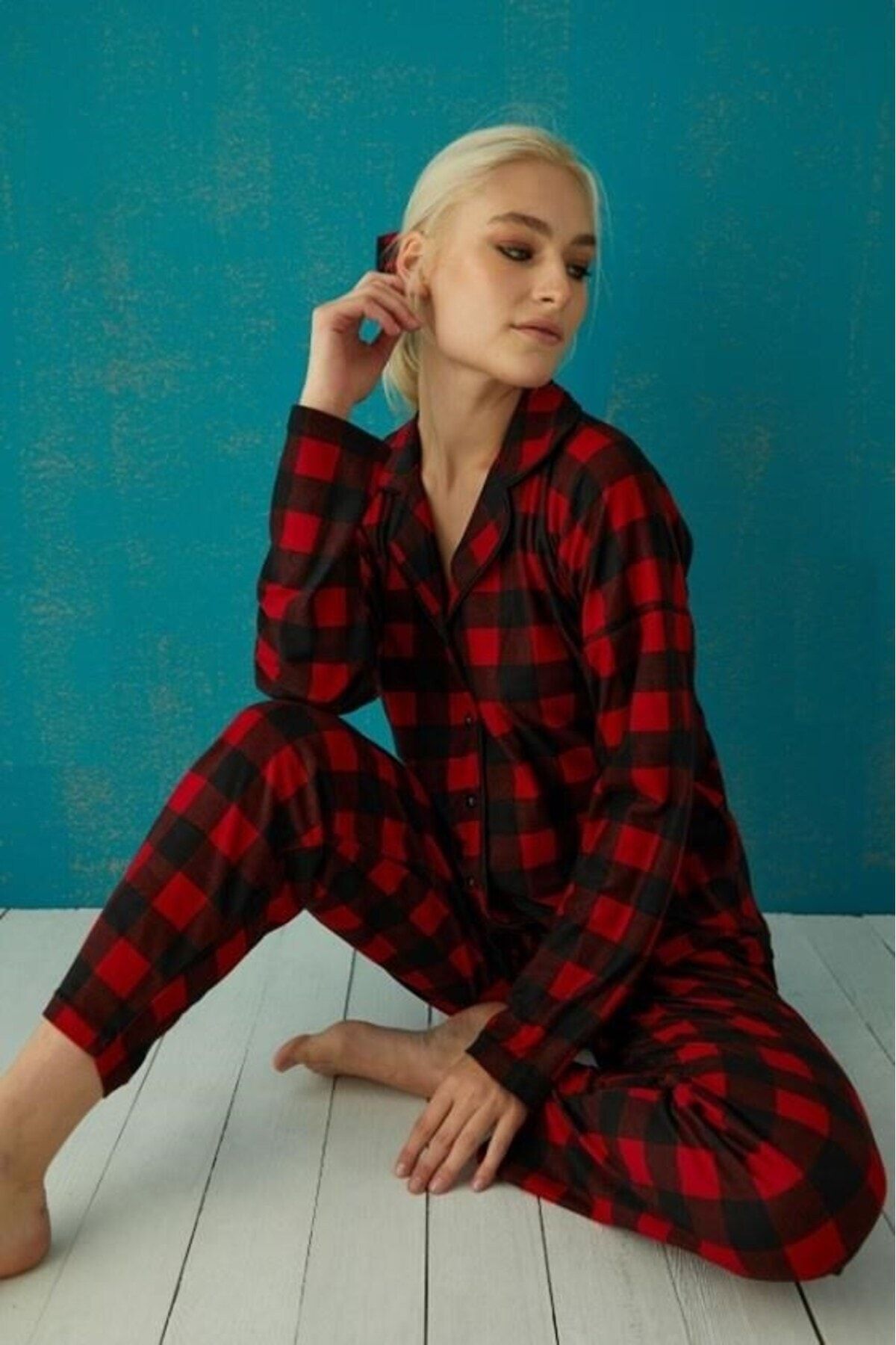 Black and store red checkered pajamas