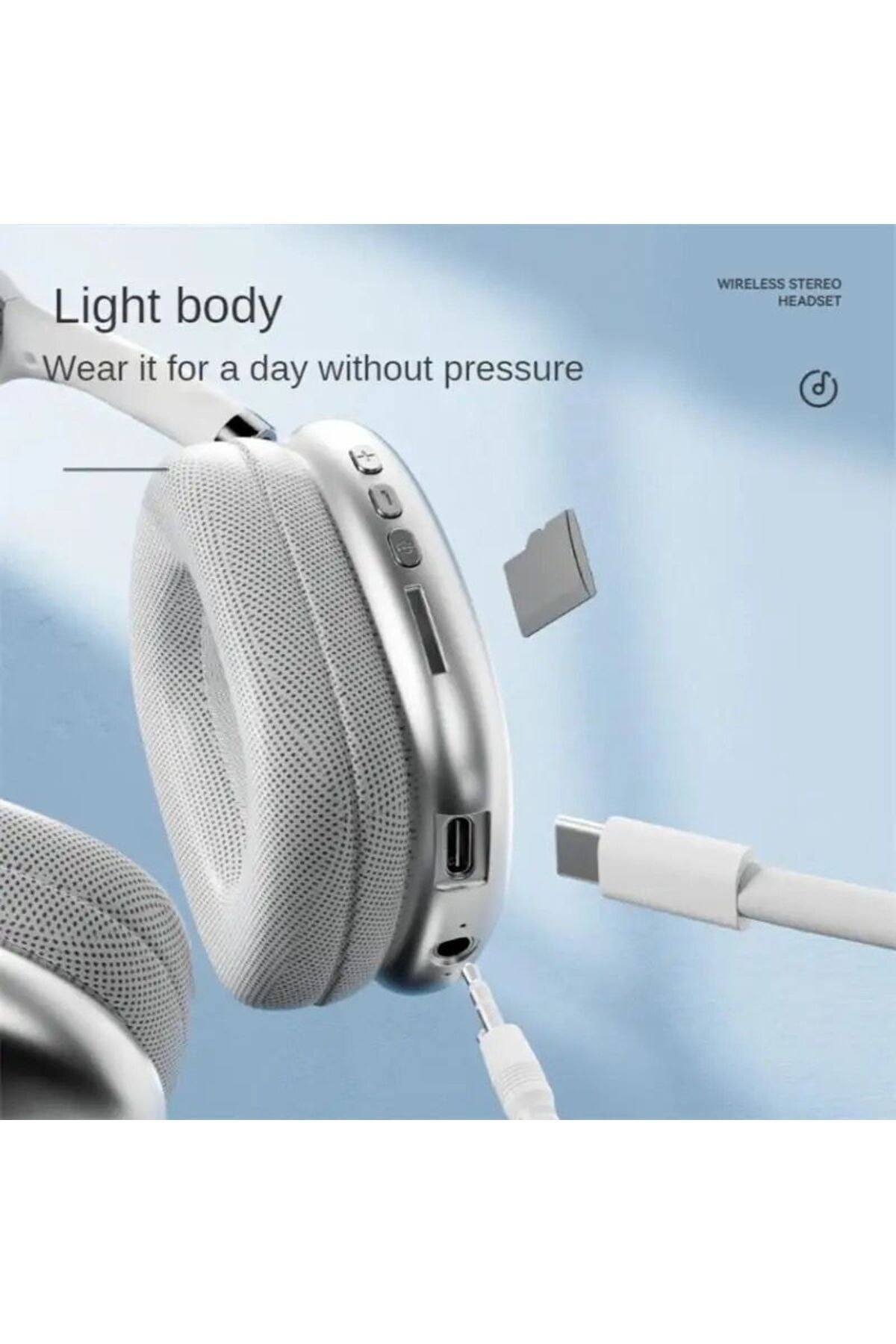 هدست بلوتوث Hi-Fi صدای با کیفیت بالا باس موسیقی قابل تنظیم هدبند Spigot Type-C Charging Aux