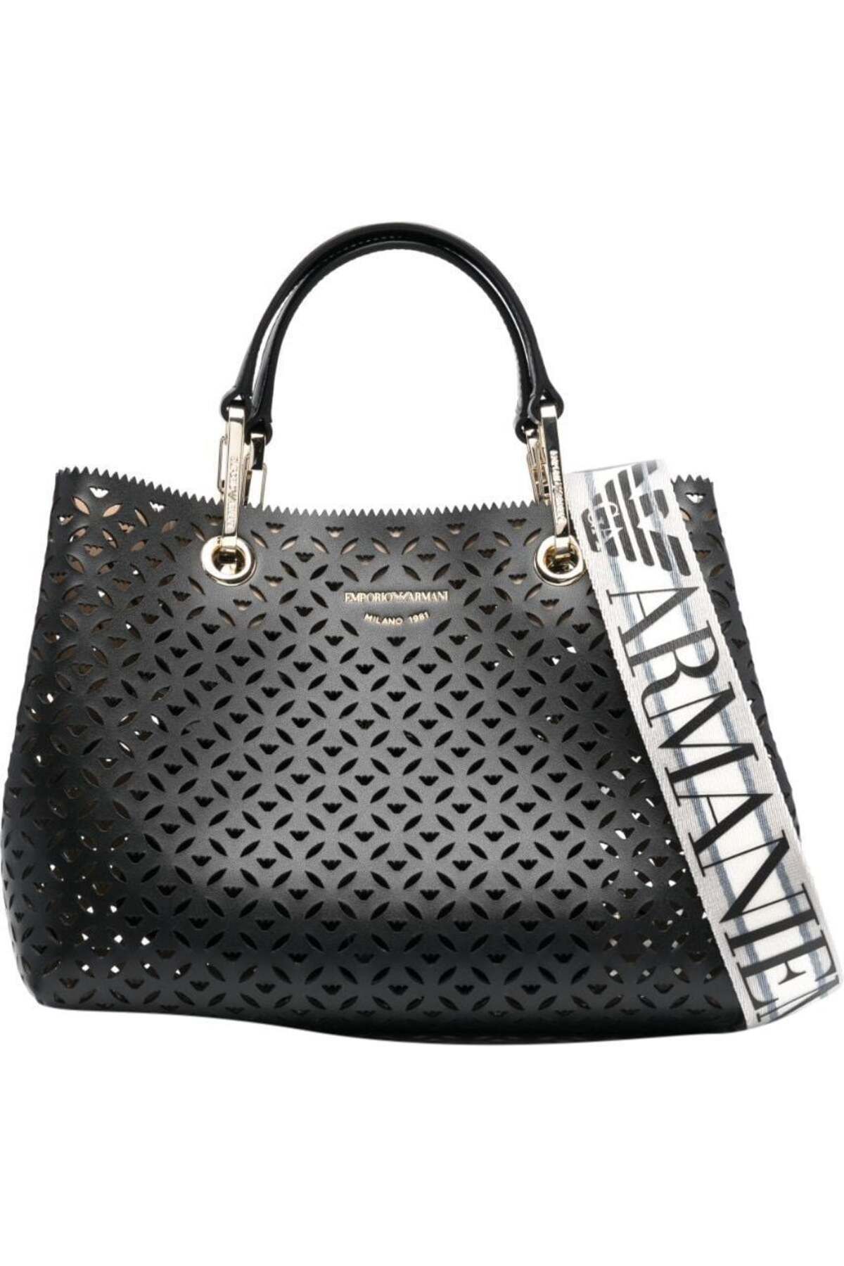 Emporio armani logo shoulder bag black deals