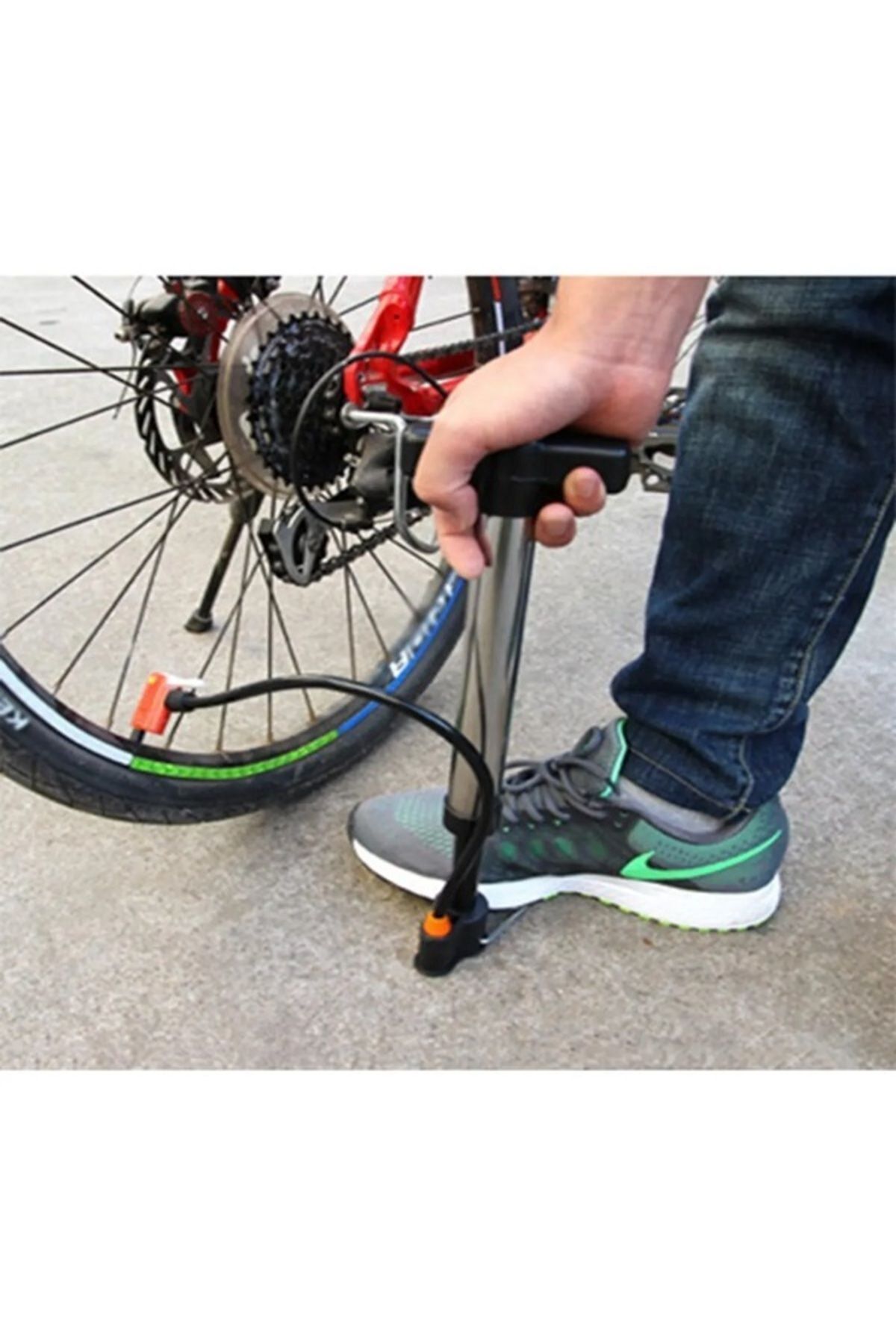 Pump bike tire with ball pump deals