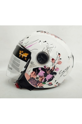 715 Iris White Pink Yarım Kask (AYNALI VİZÖR) Image 0