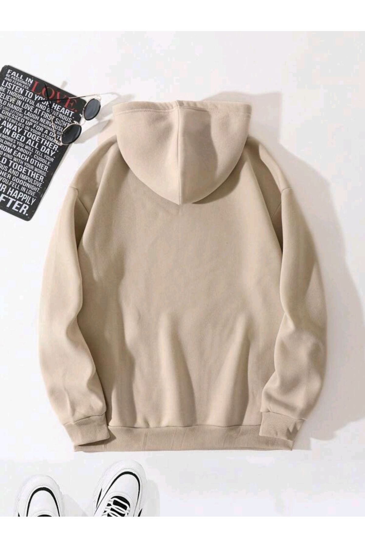 ModaMaine Unisex NASA Text Printed Beige Oversize Hooded