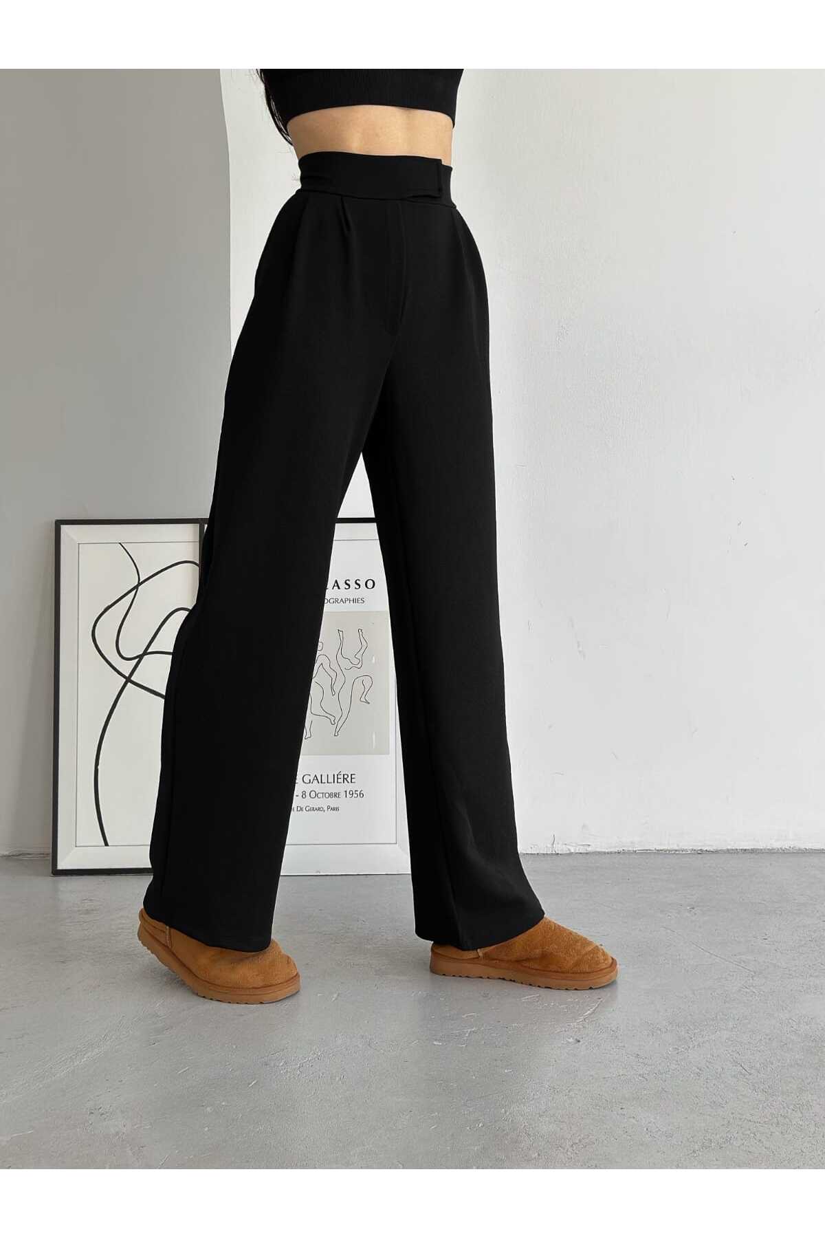 شلوار Palazzo پلیسه دار با بسته شدن نوار چسب