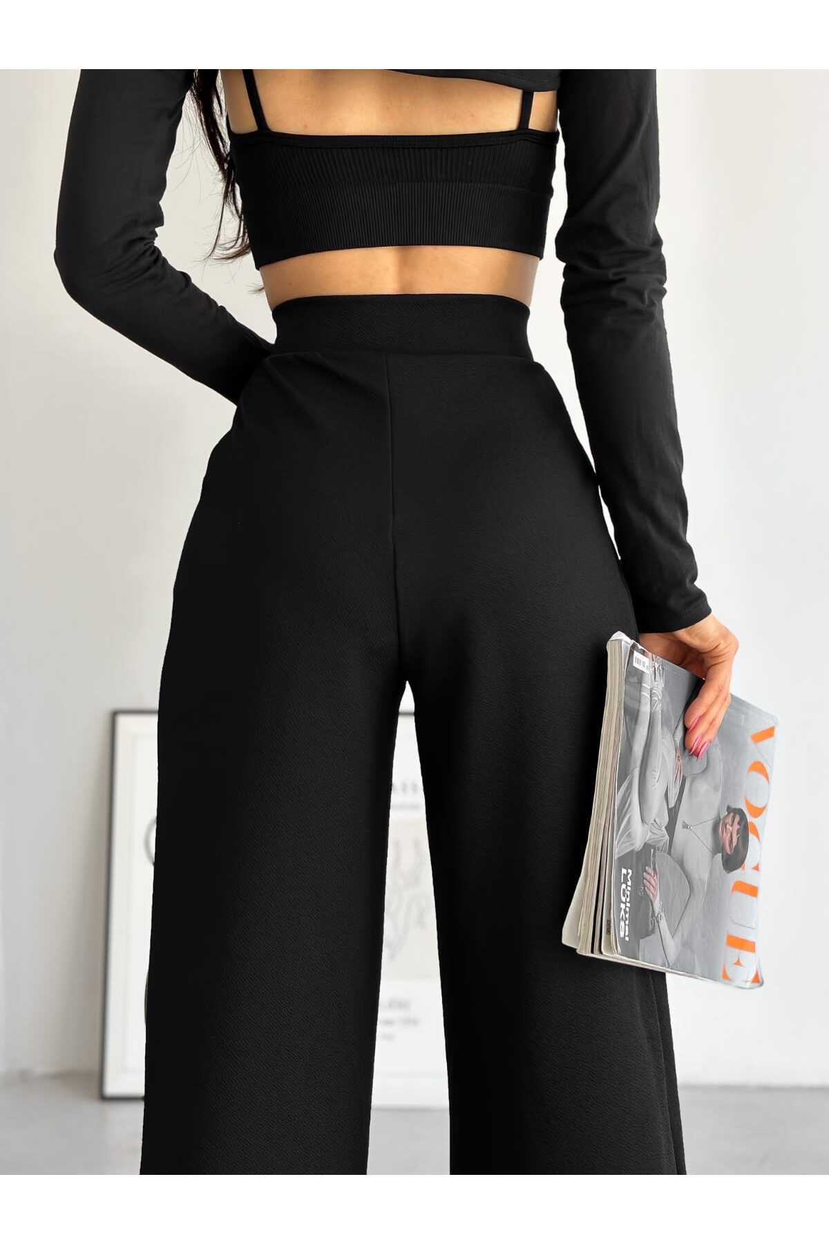 شلوار Palazzo پلیسه دار با بسته شدن نوار چسب