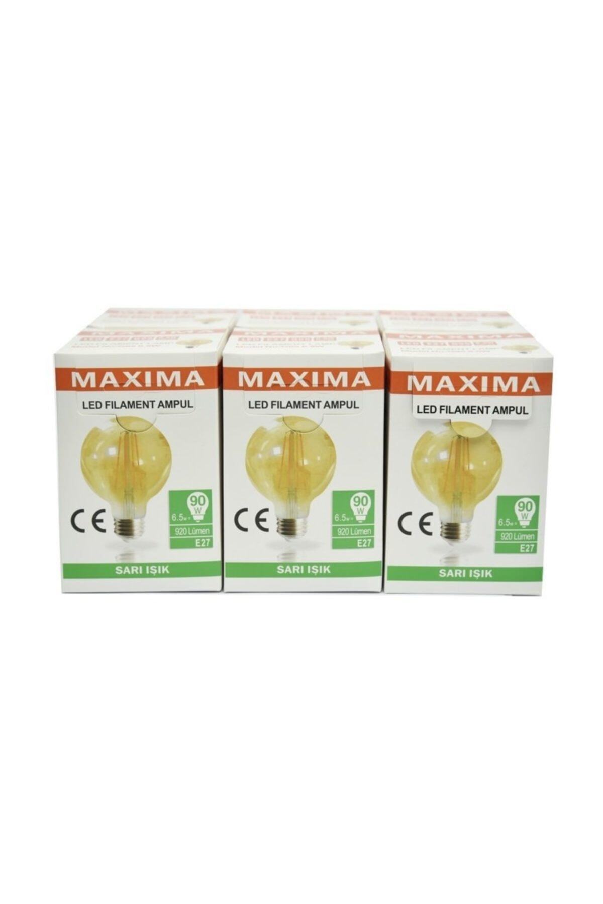 Maxima G95 Led 6.5w E27 Uzun Filament 2700k Amber -6 Adet