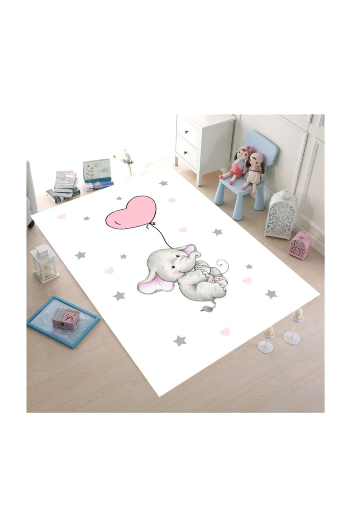 fenomen halı Jungle Halı Filli Balonlu 80x150 Çocuk Odası Oyun Halısı