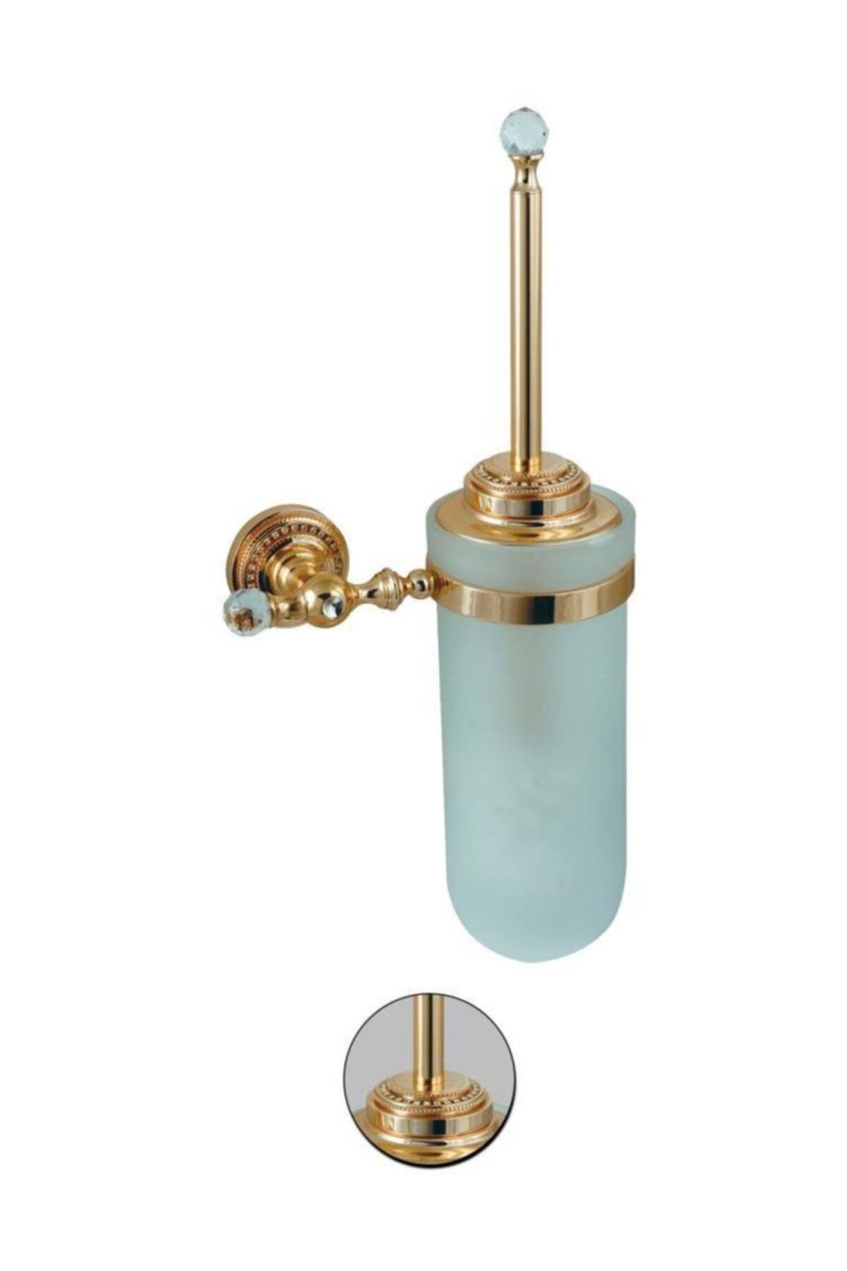 Maya Style Pvd Gold Montajlı Klozet Fırçası Cam %100 Pirinç