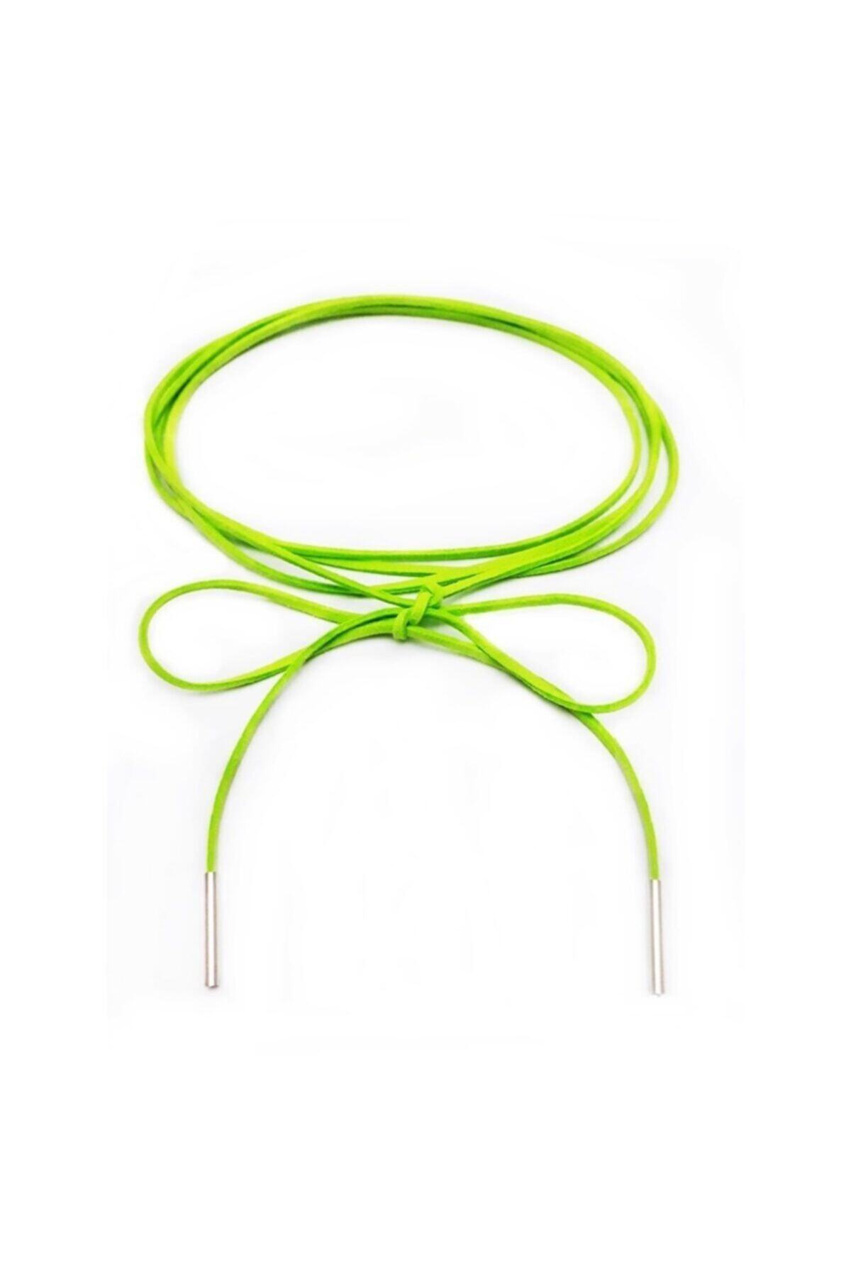 Bijustore Fıstık Yeşili Süet Bağcıklı Choker Kadın Tasma Kolye