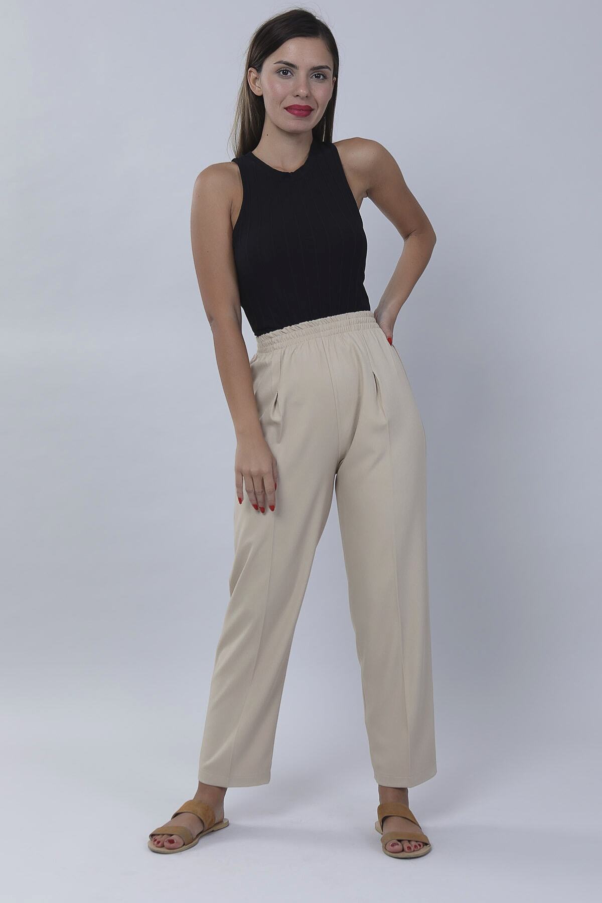 ilmek Kadın Vizon Pileli Pantolon 5272