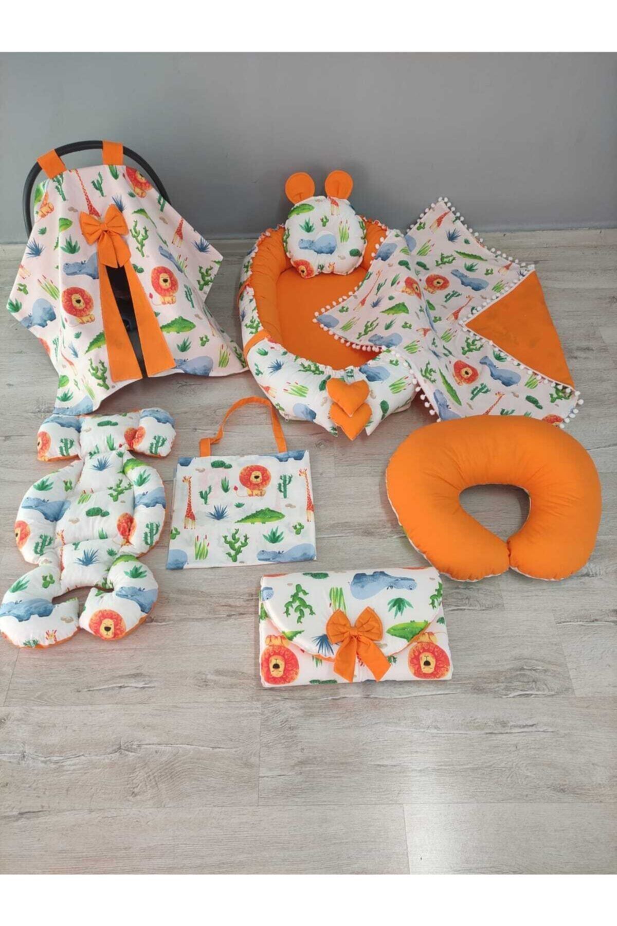 BABYNEST SEPETi Safari Desen, Turuncu Kombin Orijinal Babynest Seti