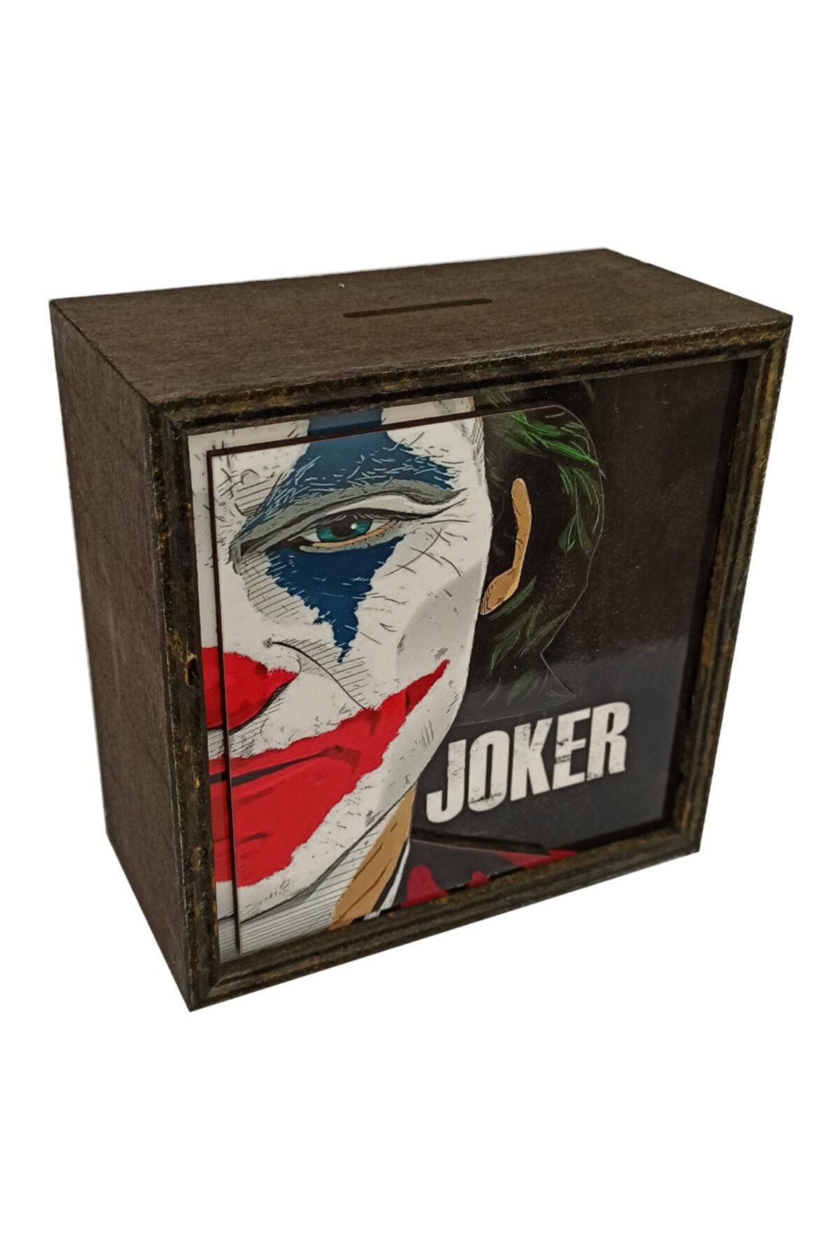 duman hediyelik Joker Ahşap Kabartmalı 3d Kumbara