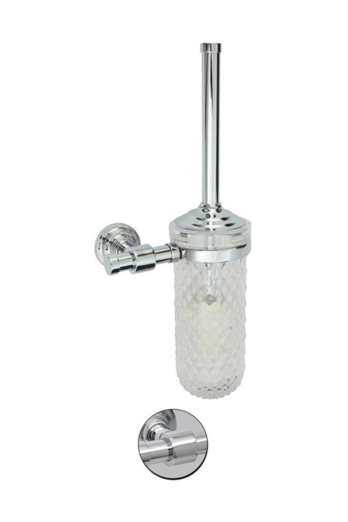 Maya Straight Chrome Montajlı Klozet Fırçası Optik Cam