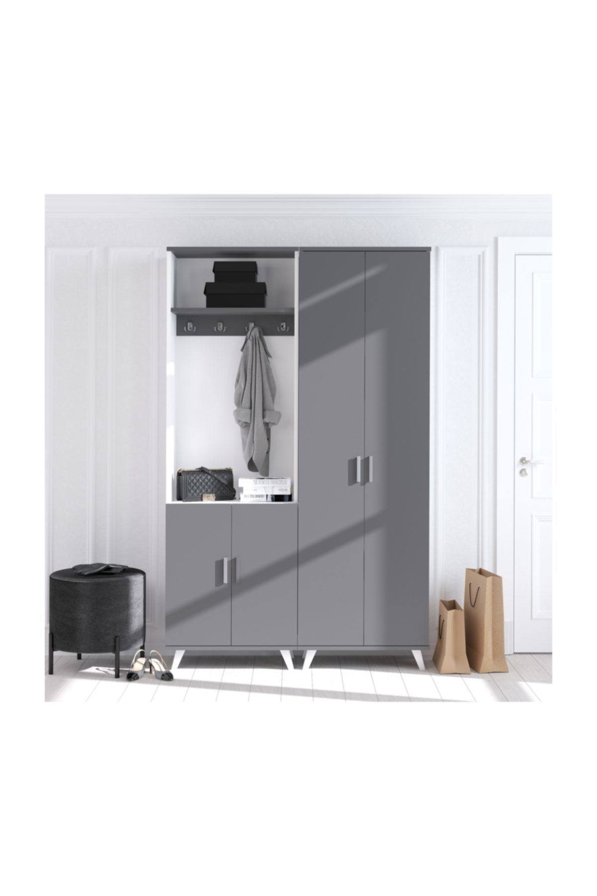 DECORMET Zümrüt Portmanto Antrasit 94 x 35 x 120 cm