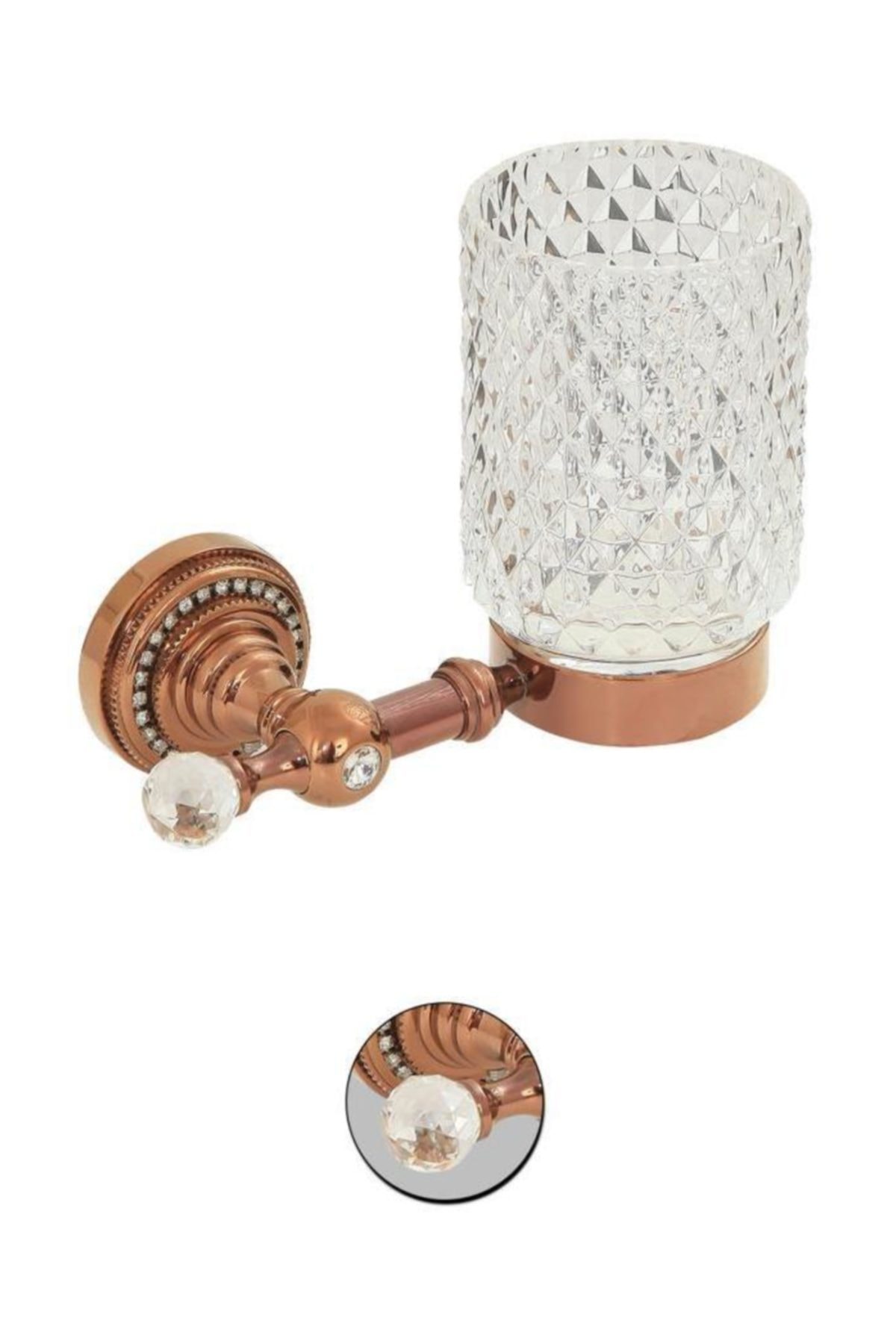 Maya Style Pvd Rose Montajlı Diş Fırçalık Buzlu Cam  Pirinç