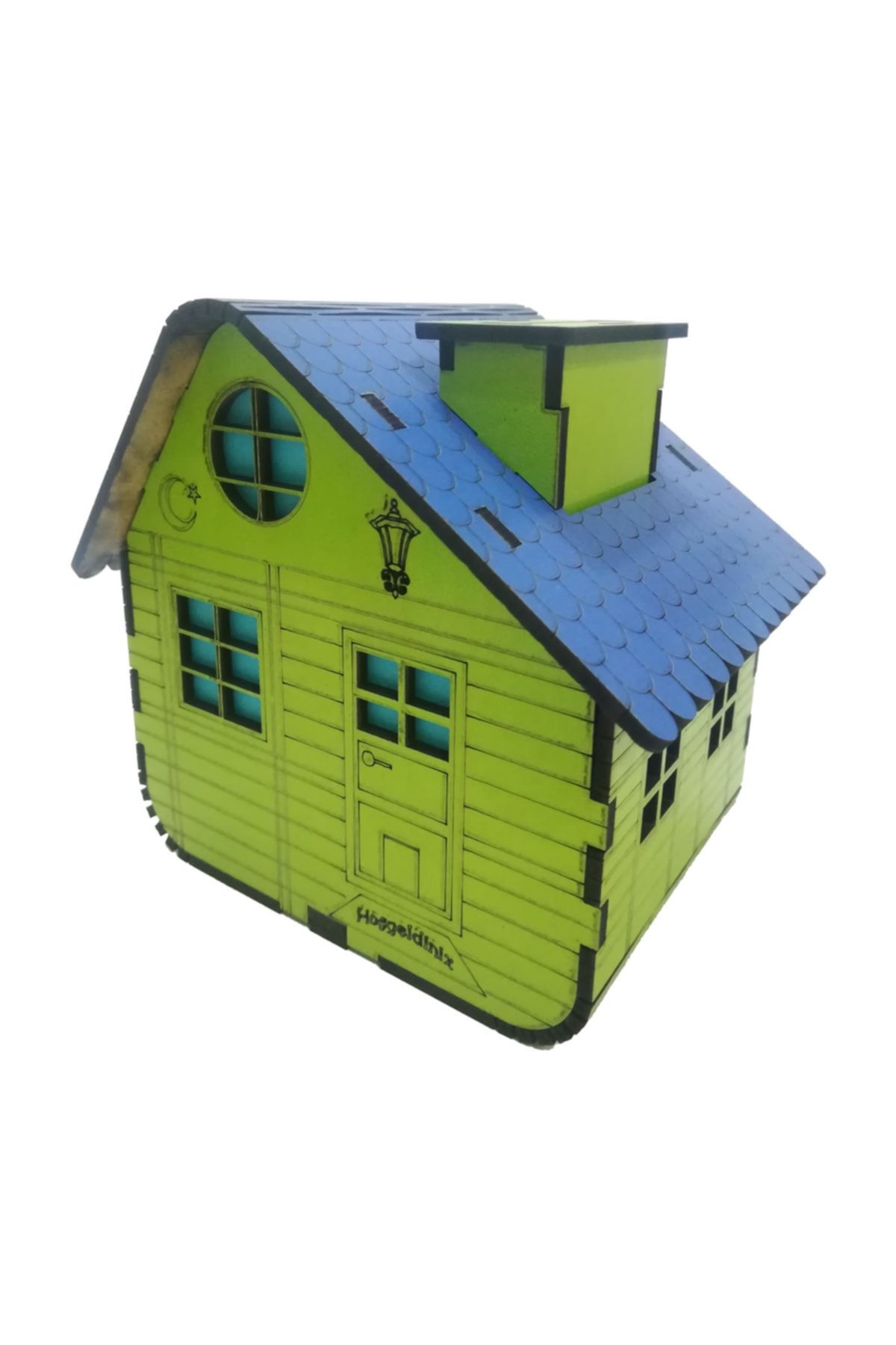Plaket Home Yeşil Mavi Taraftarlarına Özel Ahşap Dağ Evi Kumbara-tipbox
