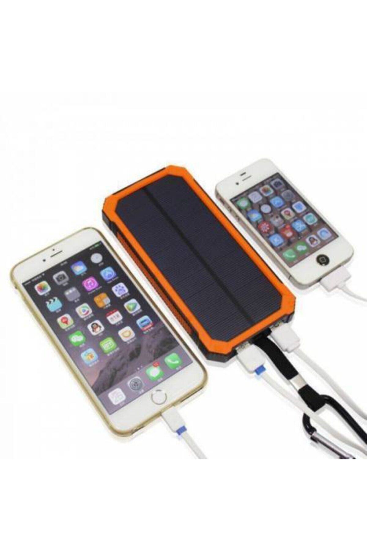 VONTAR 12000 Mah Solar Powerbank Güneş Enerjili Powerbank 6 Led Işıklı Kamp Şarj
